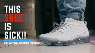 Nike Vapormax Flyknit 20 Pure Platinum  Triple White Vapormax [upl. by Ahsuas765]