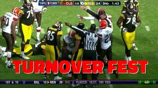 5 STRAIGHT TURNOVERS  Browns vs Steelers 2009 [upl. by Gregg]