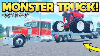 Transporting a MONSTER TRUCK on my TRAILER in Roblox American Plains Mudding [upl. by Traci]