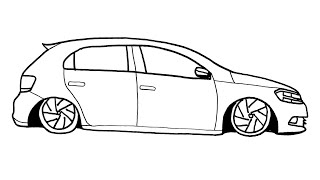 How To Draw Volkswagen Golf Step by Step  Volkswagen Golf Araba Çizimi  Çizim Mektebi Car Drawing [upl. by Vaenfila]