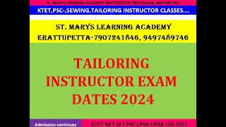 TAILORING INSTRUCTOR KERALA PSC EXAM DATE [upl. by Cinemod]