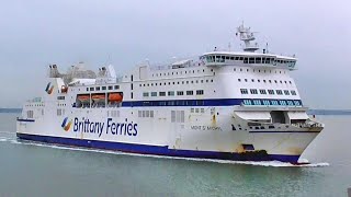 Brittany Ferries  MV Mont St Michel arriving at Portsmouth [upl. by Ljoka824]