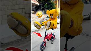 Teddy🧸on Mini Cycle 💥🤣……funnyshorts comedy minicycleride [upl. by Chancey907]