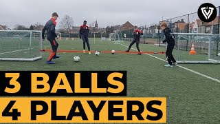 3 Levels  Passing Drill with 4 Players and 3 Balls  Soccer Drills  U13  U14 [upl. by Rina]