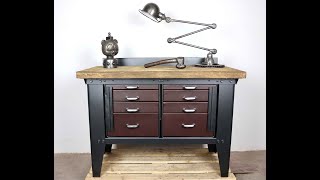 WORKBENCH WITH DRAWERS  VINTAGE INDUSTRIAL  AROUND 193050  ID3050 V0035 [upl. by Aneehsyt]