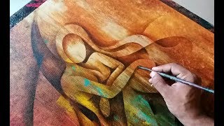 Abstract Painting  Abstract Figurative Painting in Acrylics 03  Demonstration [upl. by Eelatan]