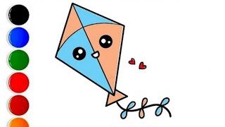 How to draw a cute KiteHow to draw Kite step by step [upl. by Greenwell104]