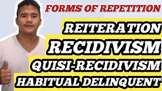 RECIDIVISM QUASIRECIDIVISM HABITUAL DELINQUENT amp REITERACION l JEK TV [upl. by Jasen]