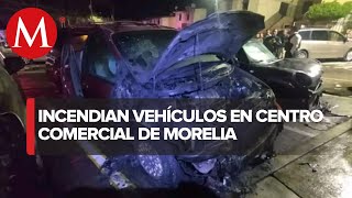 Hombres encapuchados incendian 6 vehículos en un estacionamiento de Morelia [upl. by Alben565]