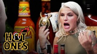 Carly Aquilino Takes on the Spicy Wings Challenge  Hot Ones [upl. by Joappa]