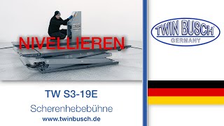 Nivellieren der TW S319E Profi Scherenhebebühne 30t  Überflur von TWIN BUSCH® [upl. by Aivatal]