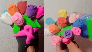 Clay🌠 দিয়ে ফুলের তোড়া💐  Super clay flower bouquet  MiniToysAndFoodBD [upl. by Lanfri]