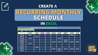 Create Recurring Monthly Schedule Template in Excel [upl. by Bernita]