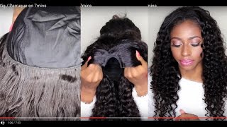 How to Curly Hair Wig  Comment monter une perruque bouclé en 7mins [upl. by Merth]