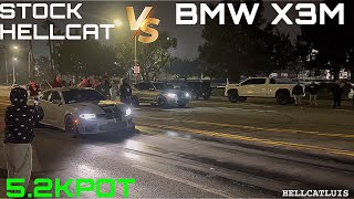 STOCK HELLCAT VS TUNED BMW X3M 5200POT mexico racing hellcat bmw money drama turbo srt [upl. by Gerhard763]