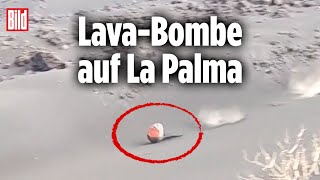 Vulkanausbruch auf La Palma LavaBombe kommt aus dem Krater geschossen [upl. by Heinrik242]