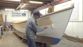 Building the VBottom Skiff  Episode 27 Fairing the hull for our 2part epoxy barrier coat primer [upl. by Dlorej272]