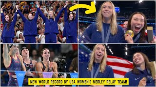 🇺🇸 New world record by USA womens 4x100m medley relay team in Paris Olympics 2024 Gold medal [upl. by Priest]