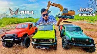 RC Thar With Trailer Vs RC Jimny With Trailer Offroading test  Chatpat toy TV [upl. by Ahtebat]