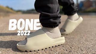 They FINALLY Did It Yeezy Slide BONE 2022 Review amp On Foot [upl. by Xenophon329]