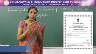 BUSINESS STUDIES  1st PUC  CH 07  FORMATION OF A COMPANY INCORPORATION  S04 [upl. by Teiv]