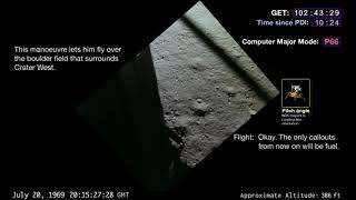 Apollo 11 final descent and landing with telemetries and alarm [upl. by Adnuhsal]