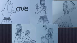 Easy five drawing idea  pencil sketch for beginner [upl. by Lahpos]