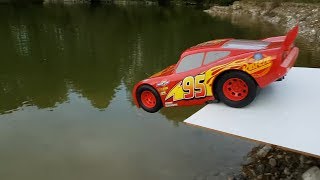 Toy Cars Slide Dlan play Sliding Cars Jump into Water [upl. by Ahsets]