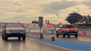 CyberTruck vs Rivian Drag Race [upl. by Waechter]