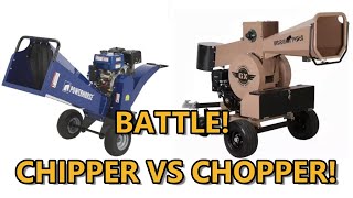 15HP Big Bear Power Log Hog vs 14HP Powerhorse Chipper [upl. by Enaamuj]