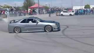 Nissan Skyline GT R R34 Drifting Burnout the ROAD [upl. by Biondo897]