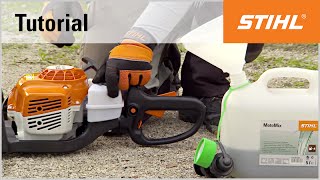 Maintenance of a STIHL petrol hedge trimmer after use [upl. by Onaivatco188]