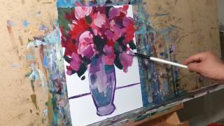 How to Paint Hollyhocks  Impressionist Oil Painting Demo Artist JOSE TRUJILLO [upl. by Analad]