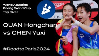 RoadtoParis2024 Top Dives 🇨🇳 QUAN Hongchan vs 🇨🇳 CHEN Yuxi [upl. by Ahsikam570]