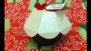 Christmas Pudding Gift Box Tutorial with free template [upl. by Halley]