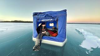 Early Ice Camping in Inflatable Tent [upl. by Uyr]