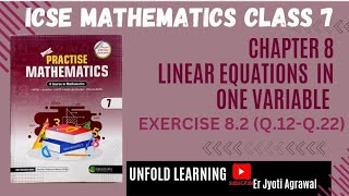 ICSE Class 7  Lets Practise Mathematics  8 Linear Equations in One Variable Ex 82 part 2 [upl. by Win237]