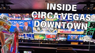 Circa Las Vegas on Fremont Street Megabar Sportsbook Vegas Vickie amp More [upl. by Etnud]