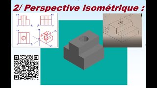 Réalisation perspective Isométrique  écrou en T  vidéo 2 [upl. by Philoo]