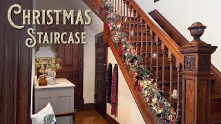 Easy Christmas Staircase Garland  How To Decorate A Staircase For Christmas  Christmas Decorating [upl. by Dougie]