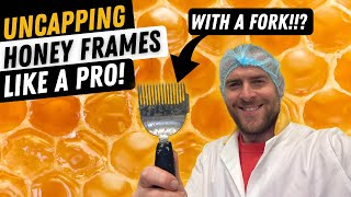 Uncapping Honey Frame With A Fork [upl. by Aivax]