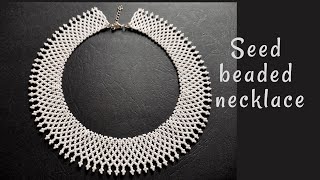 How to make netted necklace with seed beads tutorial for beginners [upl. by Maharba]