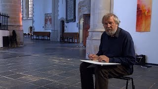 Kunstschilder Henk Helmantel in Grote Kerk aan het werk [upl. by Wynnie]