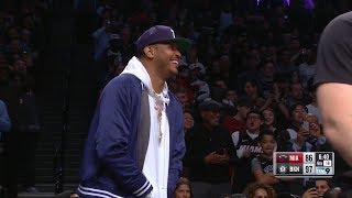 Carmelo Anthony Fakes Out Barclays Center At Dwyane Wades Final Game  April 10 2019 [upl. by Virg]