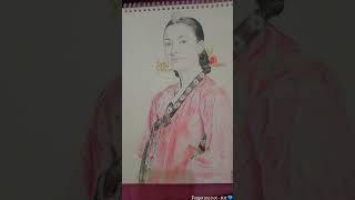 Dong Yi Han Hyo joo❤️🌹  Abitha Diyani 🥰  Forget me not  Art 💙 kdrama viralvideo sketch art [upl. by Dorin505]