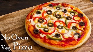 Pizza without Oven Veg Pizza Pizza in KadhaiHomemade Pizza Dough amp Sauce  The Terrace Kitchen [upl. by Flora]