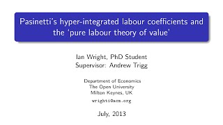 Pasinettis hyperintegrated labour coefficients and the labour theory of value [upl. by Ahsim29]