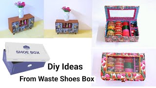 Shoes Box Organizer IdeasRecycled Waste Shoes BoxHow To Reuse Shoe Boxes At HomeShoes Box Craft [upl. by Lauro]