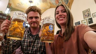 BAVARIAN BEER amp FOOD Tour in Munich Germany 🥨  Drinking in HOFBRÄUHAUS German Beer Hall 🍺 [upl. by Roos601]