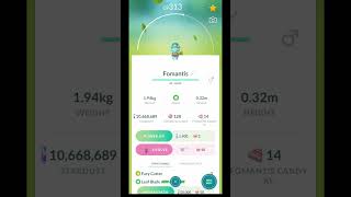 Evolving FOMANTIS to LURANTIS in Pokemon Go pokemon pokemongo [upl. by Arlynne]